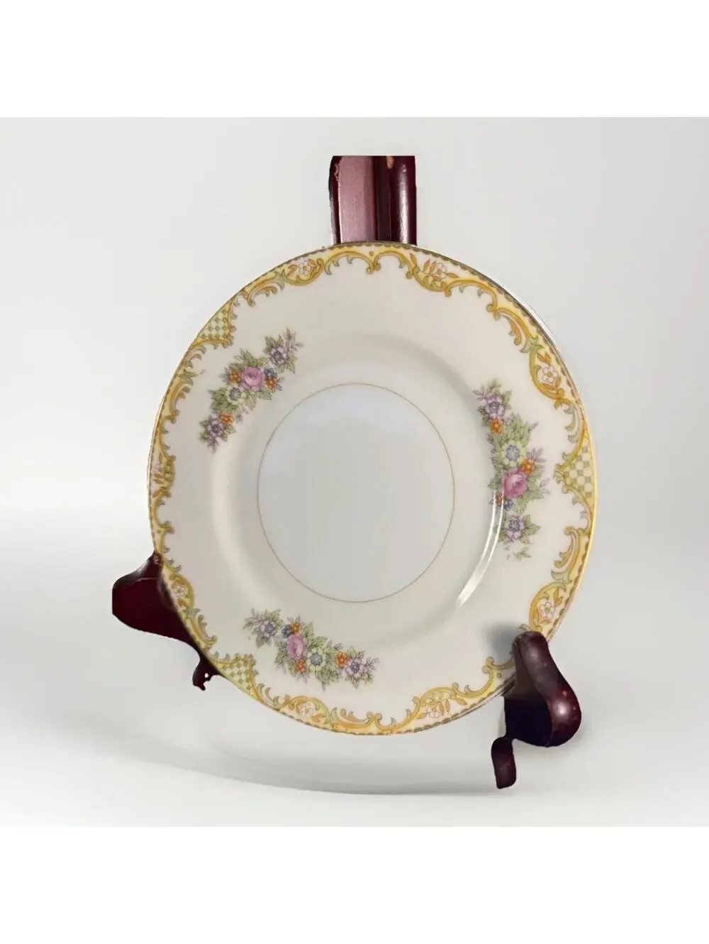 Made in Japan Floral Saucer Gold Trim Cottagecore Tea Party Plate Vintage